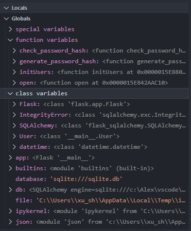 Initial Class and function variables